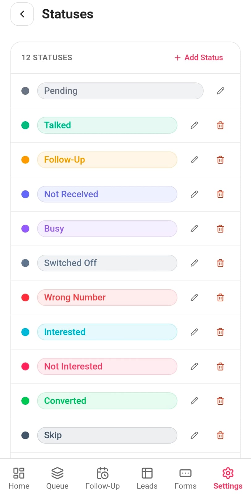 11 Default Lead Statuses